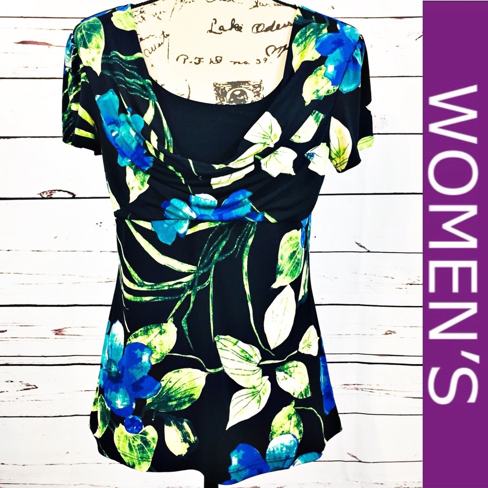 Perseption Concept Black Floral Printed Blouse